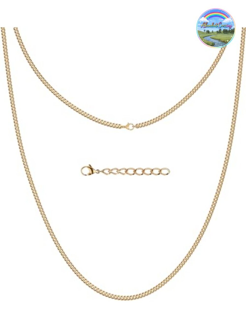 Mens Cuban Link Chain Necklace 2mm Stainless Steel Lobster Clasp